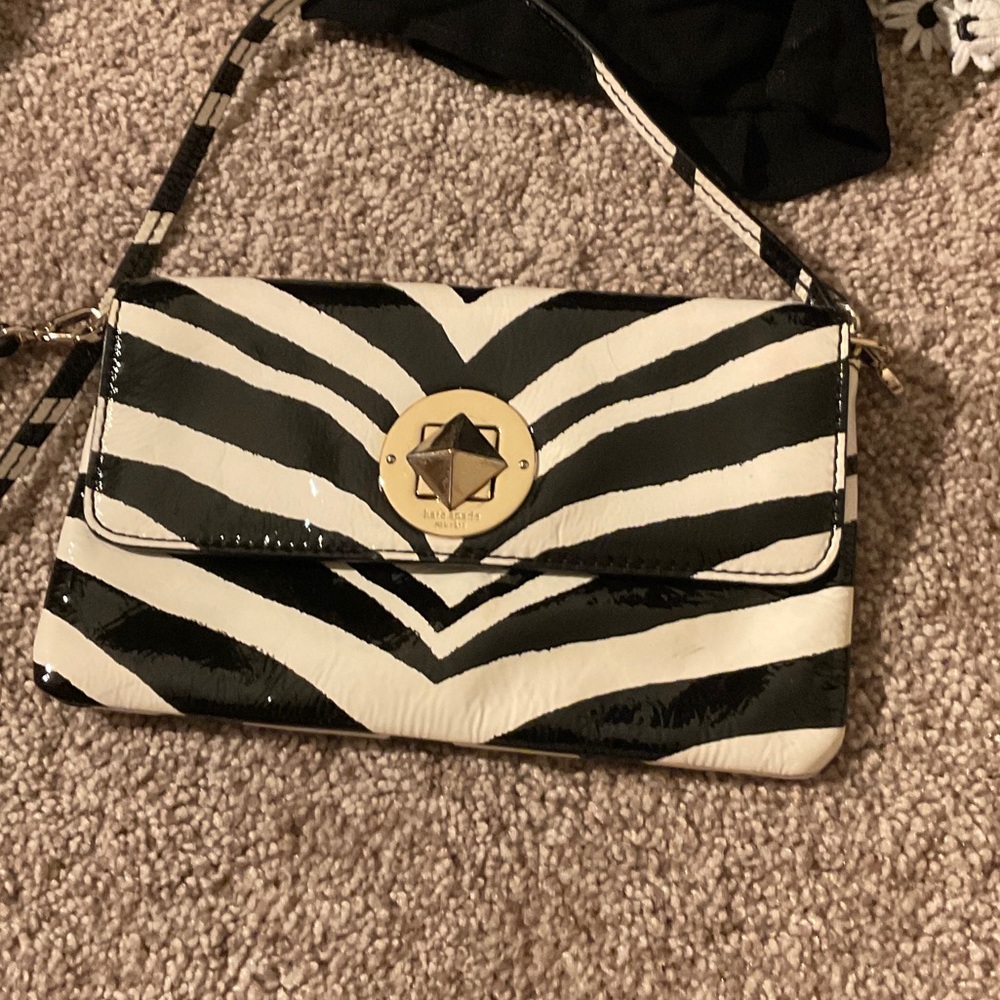 kate spade Black and White Zebra-Print Patent Leather Crossbody